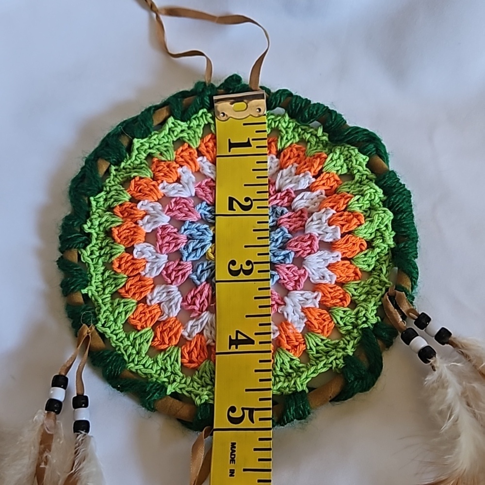 Multicolored Crochet Boho Dreamcatcher Handmade Wall Decor Cottagecore Style - Picture 16 of 17